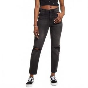 BP Ripped High Waisted Mom Jeans BLACK RIPPED WASH, Size 25